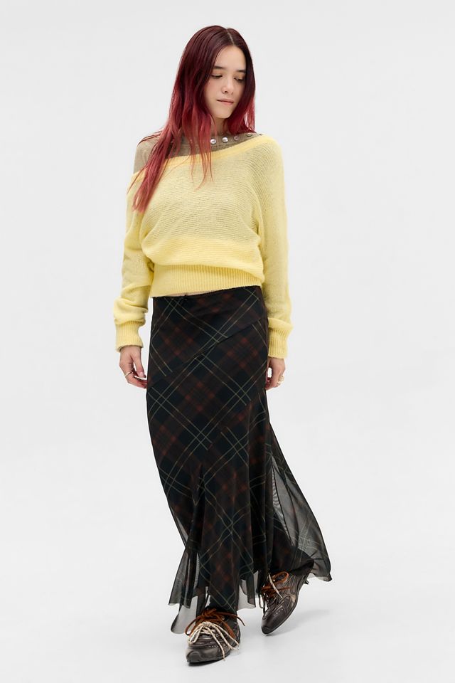 UO Contour Säulen-Netzstoff-Maxirock #1