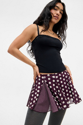 UO Isabella Godet Mini Skirt - Dark Red M at Urban Outfitters