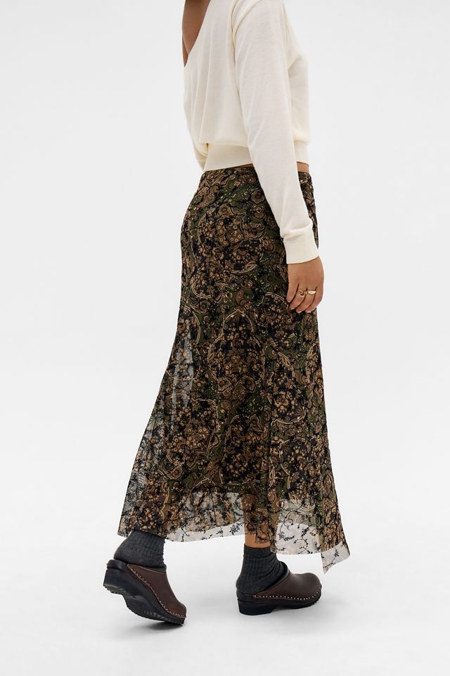UO Contour Flock Mesh Maxi Skirt #4