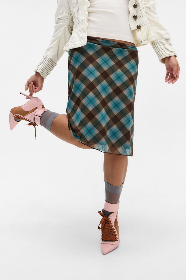 UO Jorja Awkward Mesh Midi Skirt #4