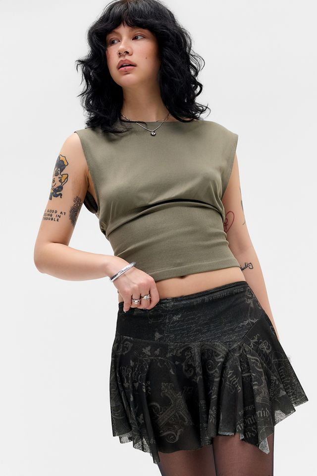 Silence + Noise Selina Asymmetric Mesh Skort #2