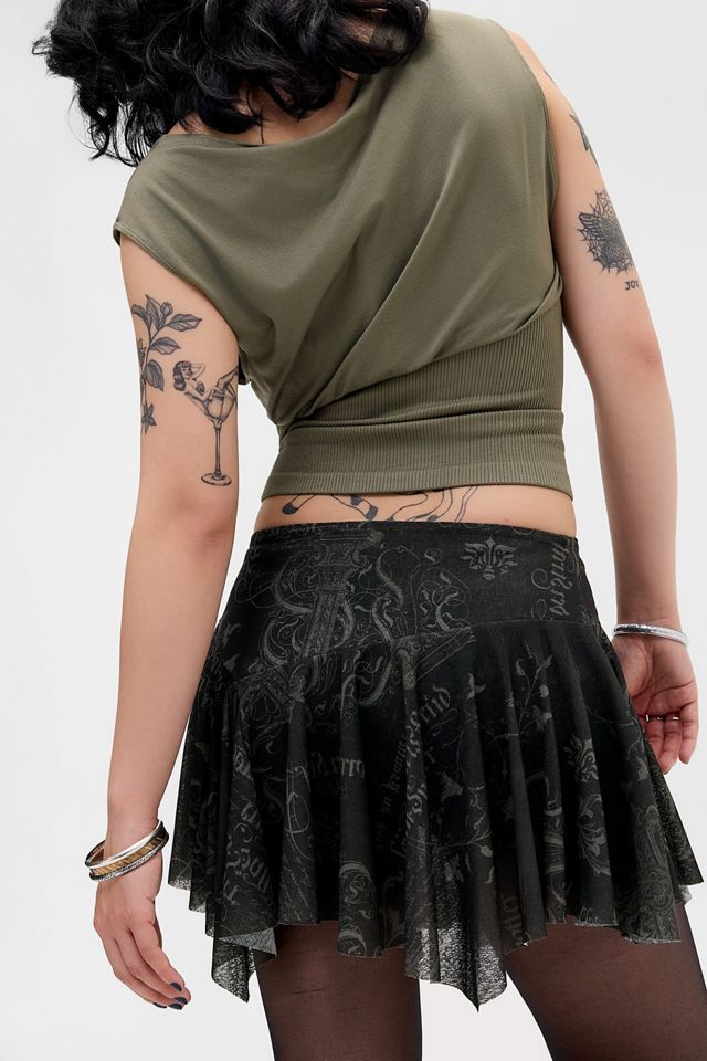 Silence + Noise Selina Asymmetric Mesh Skort #3