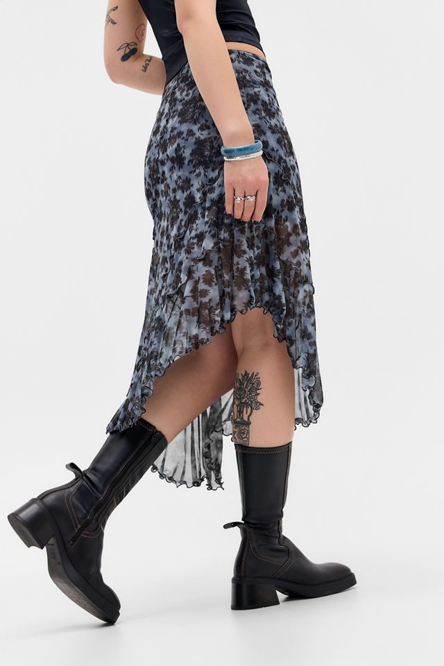 UO Asymmetric Mesh Midi Skirt #2