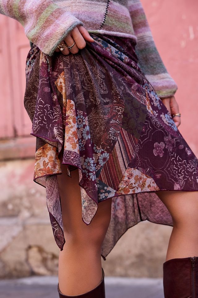Jupe midi asymétrique UO Hanky à imprimé mixte #2