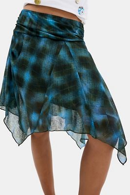 Falda Midi Asimétrica UO Hanky con Estampado Mixto