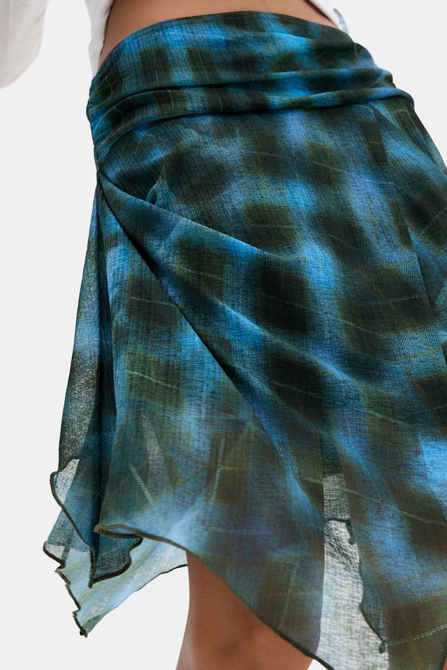 UO Hanky Mixed Print Asymmetric Midi Skirt #2