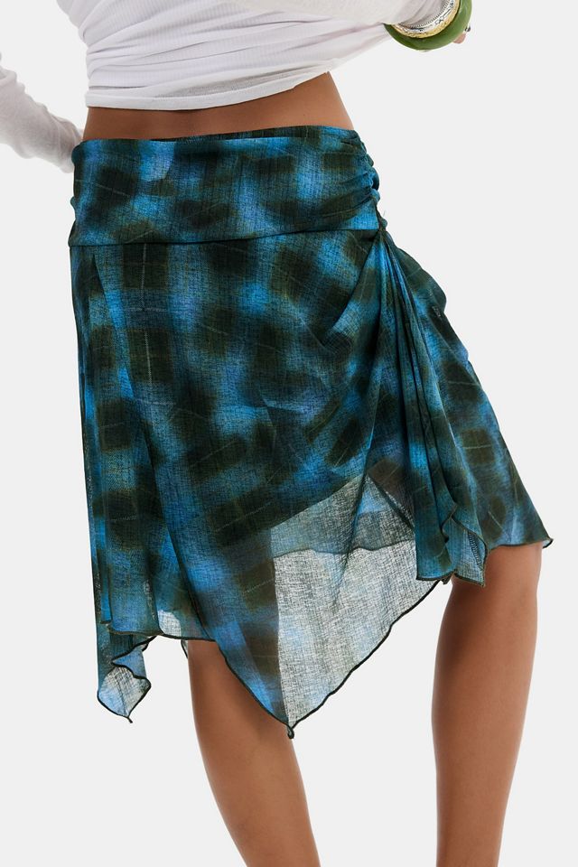 UO Hanky Mixed Print Asymmetric Midi Skirt #3