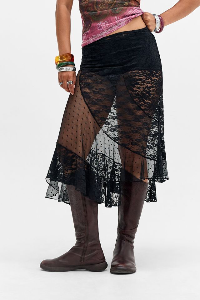 UO Stevie Mixed Lace Midi Skirt #1