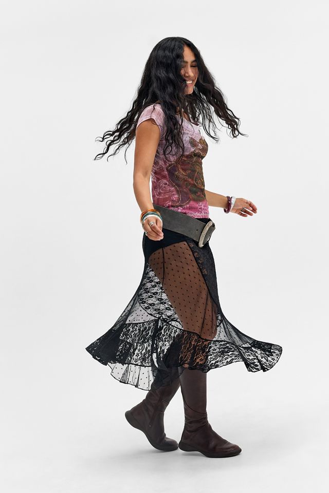 UO Stevie Mixed Lace Midi Skirt #2
