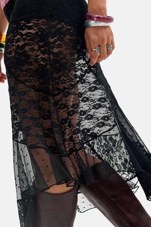 UO Stevie Mixed Lace Midi Skirt #3