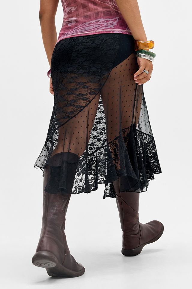 UO Stevie Mixed Lace Midi Skirt #4