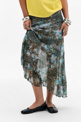 Gonna Midi Asimmetrica UO con Fantasia Leopardata Mista