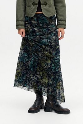 Jupe longue UO Contour en maille floquée