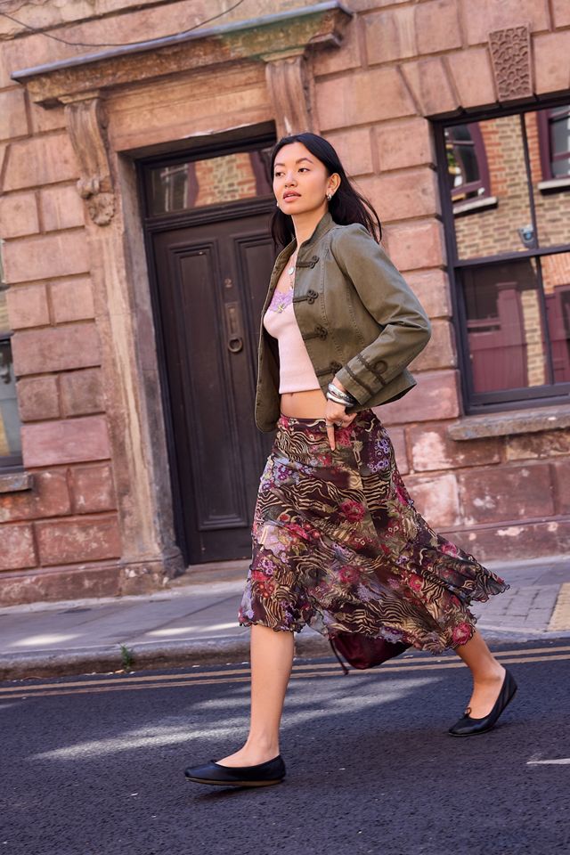 UO Asymmetric Mesh Midi Skirt #1