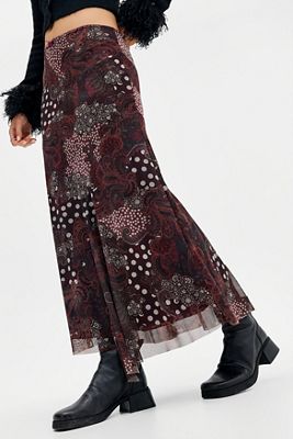 UO Contour Column Mesh Maxi Skirt