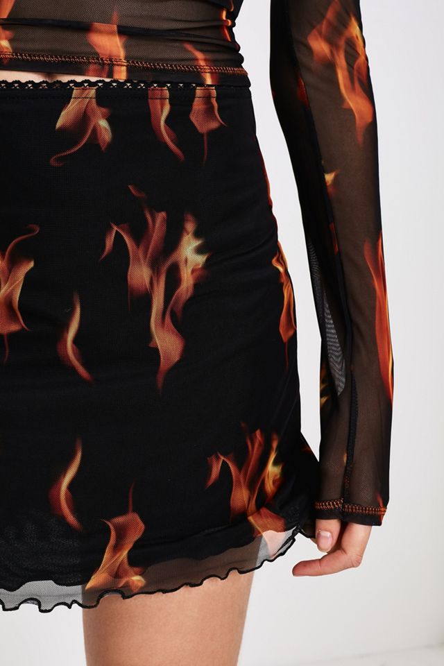UO Flame Print Mesh Mini Skirt #1
