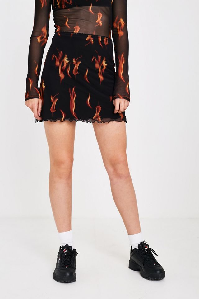 UO Flame Print Mesh Mini Skirt #3