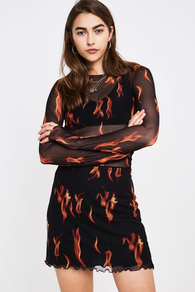 UO Flame Print Mesh Mini Skirt #4