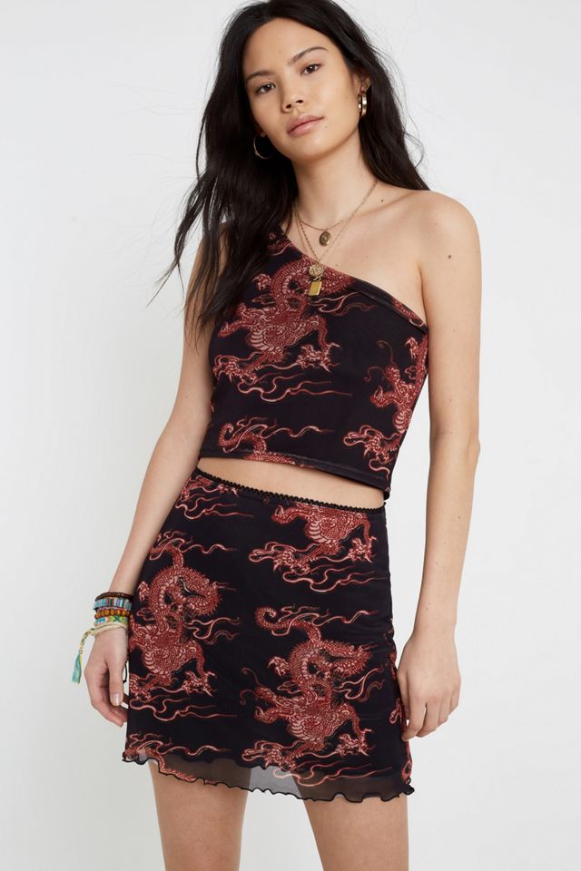 UO '90s Dragon Print Mesh Mini Skirt Urban Outfitters UK