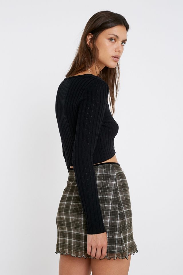 UO '90s Green Check Mesh Mini Skirt #3