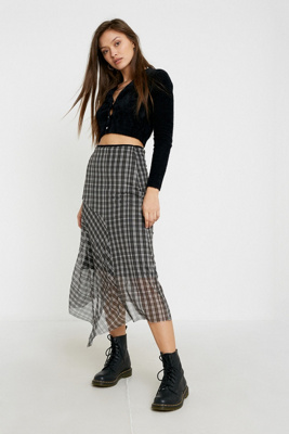euw multi mesh skirt / ivory 完売品 KayllaIW Skirt in haze melange cotton