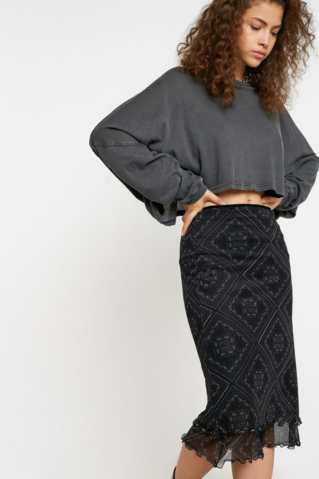 UO - Jupe midi imprimé mosaïque en tissu maille double #1