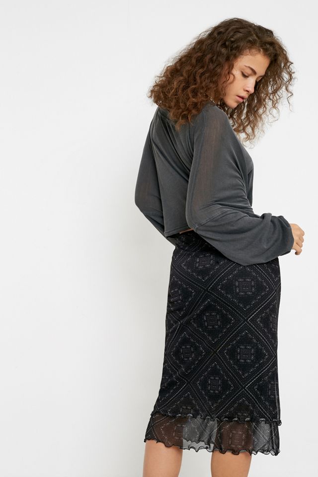 UO - Jupe midi imprimé mosaïque en tissu maille double #3