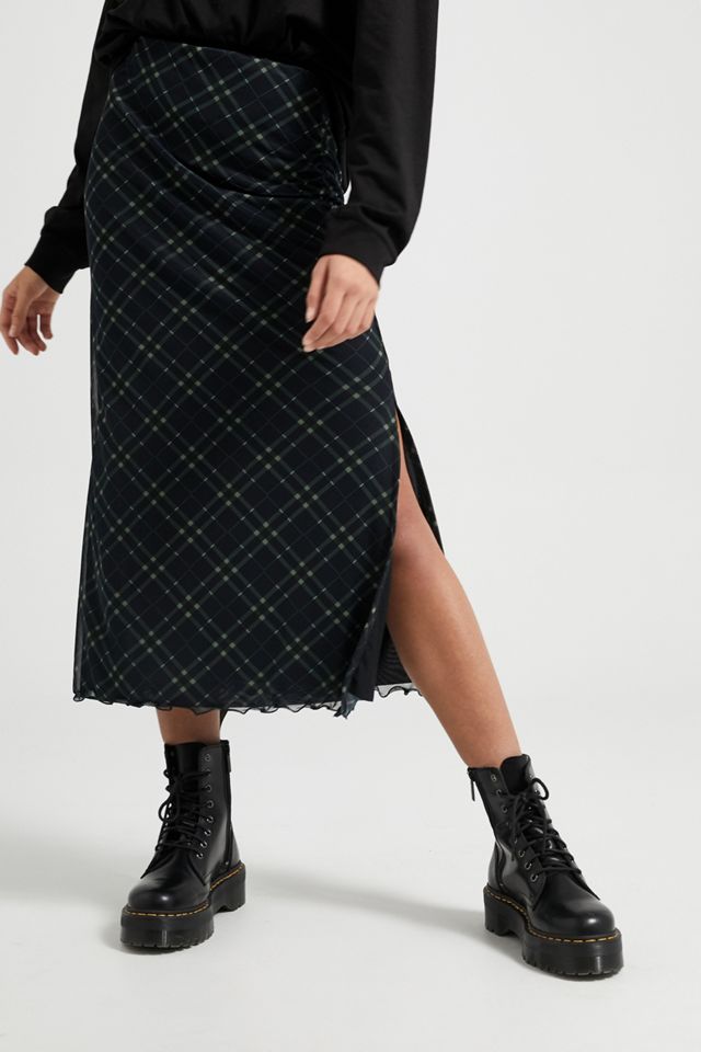UO Suki Checked Mesh Midi Skirt #1