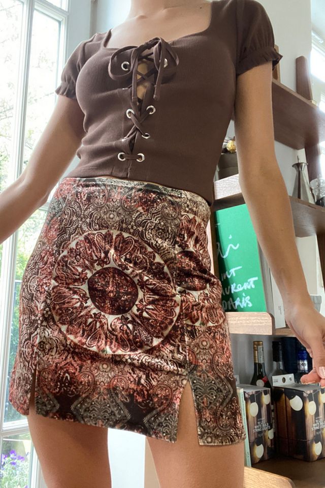 yo BIOTOP crush velour tight skirt S yo biotop Velor long tight skirt