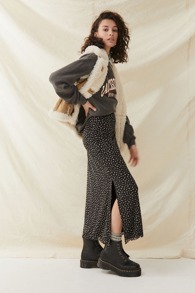UO Suki Mono Daisy Mesh Midi Skirt | Urban Outfitters UK
