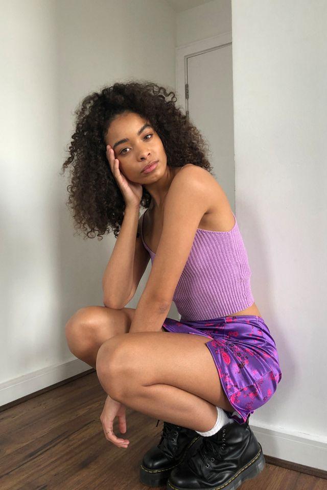 UO - Mini jupe en satin violet motif floral #2