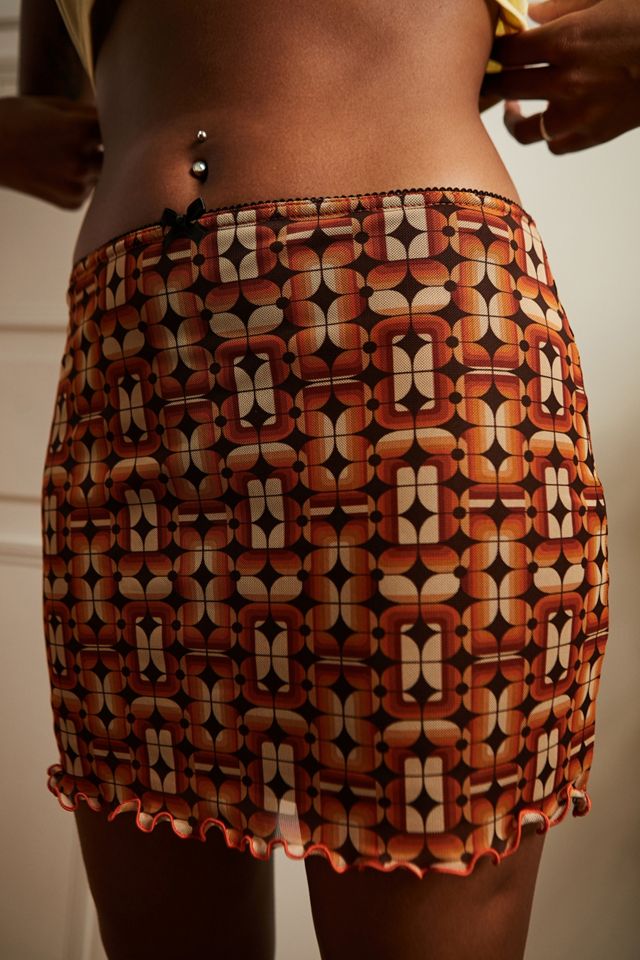 UO 70s Geo Print Micro Mesh Mini Skirt #2