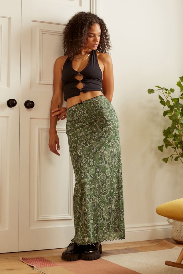 Full green outlet maxi skirt