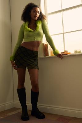 green mesh mini skirt