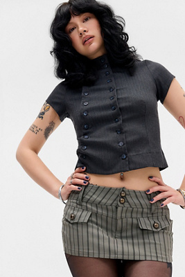 Silence + Noise Oakleigh Military Mini Skort - Khaki S at Urban Outfitters