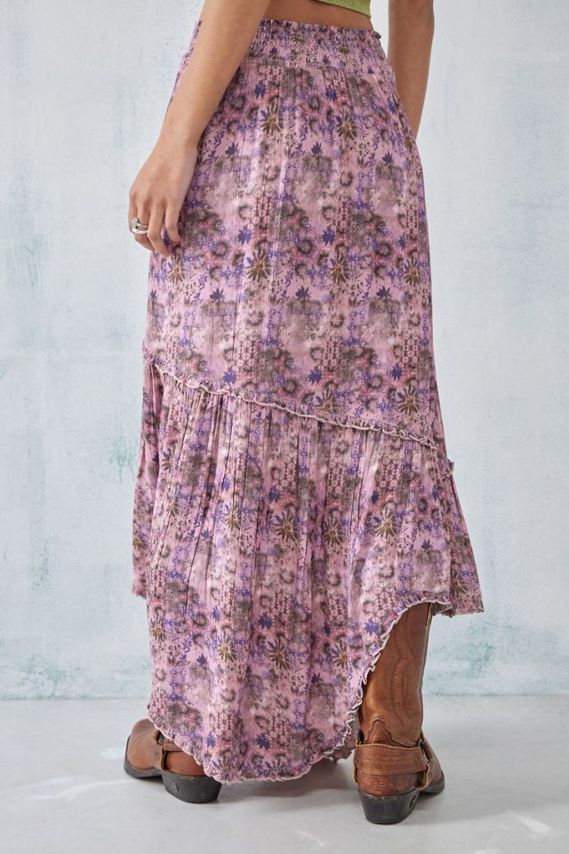UO Pink Floral Asymmetrical Maxi Beach Skirt #2