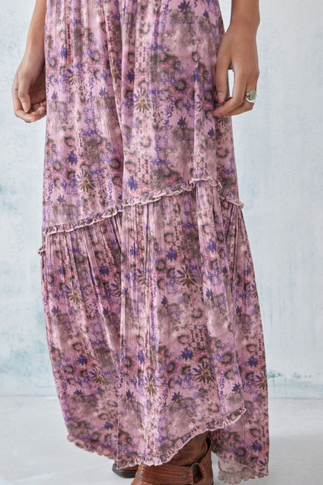 UO Pink Floral Asymmetrical Maxi Beach Skirt #3
