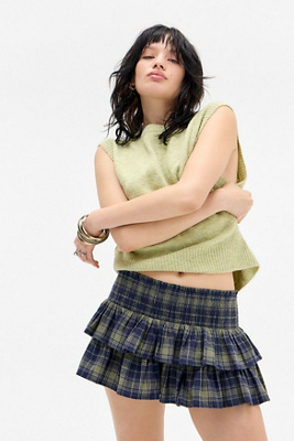 Jupe-short à carreaux en flanelle Monika en taille: XS - Kimchi Blue - Modalova