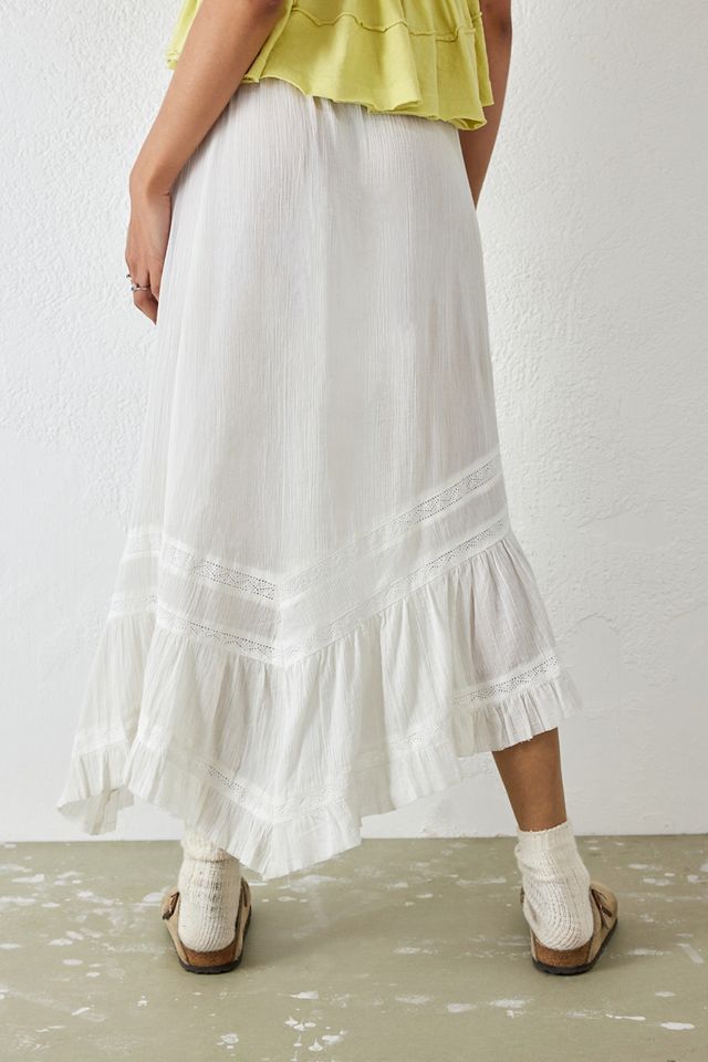 UO - Jupe longue asymétrique effet froissé style folk blanche #2