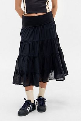 UO Fallon Fold Prairie Midi Skirt