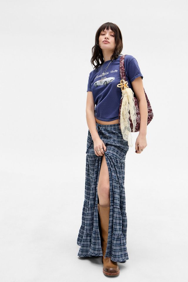 Kimchi Blue Sadie Check Tiered Maxi Skirt #1