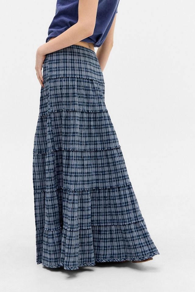 Kimchi Blue Sadie Check Tiered Maxi Skirt #3