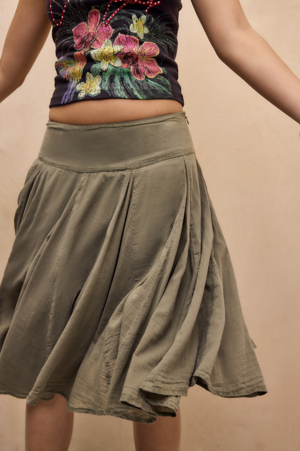 UO Olga Godet Voile Midi Skirt