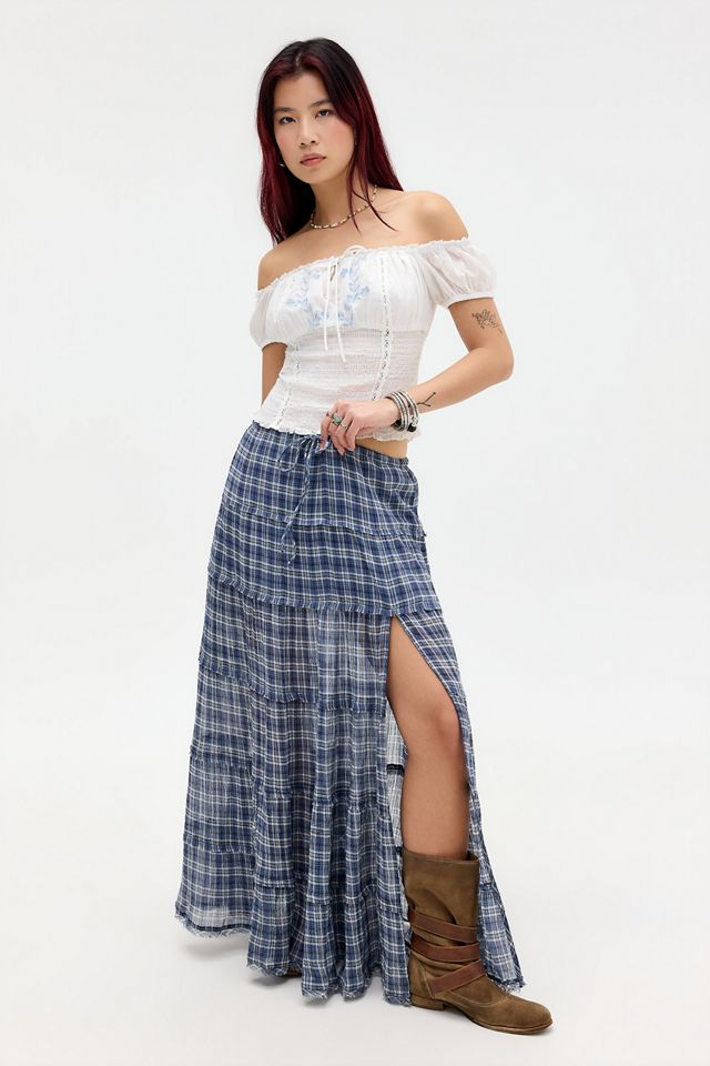 UO Sadie Karierter Prairie-Maxirock #1