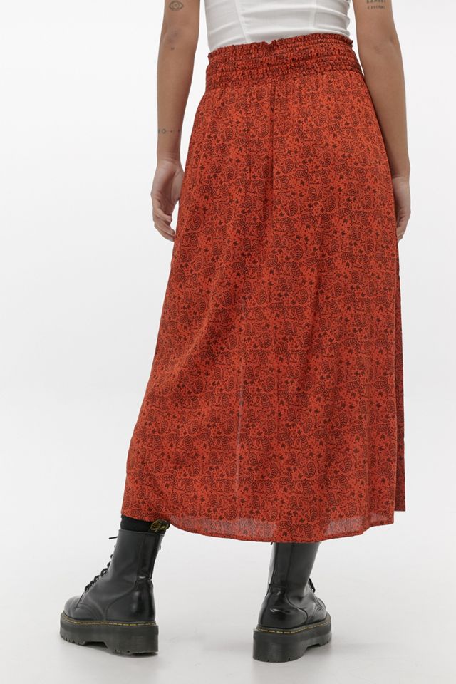 UO Paisley Shirred Beach Midi Skirt #2