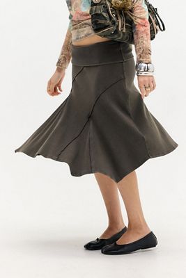 UO Andi Foldover Awkward Midi Skirt