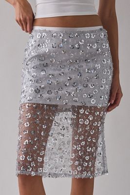 UO Crystal Sequin Midi Skirt