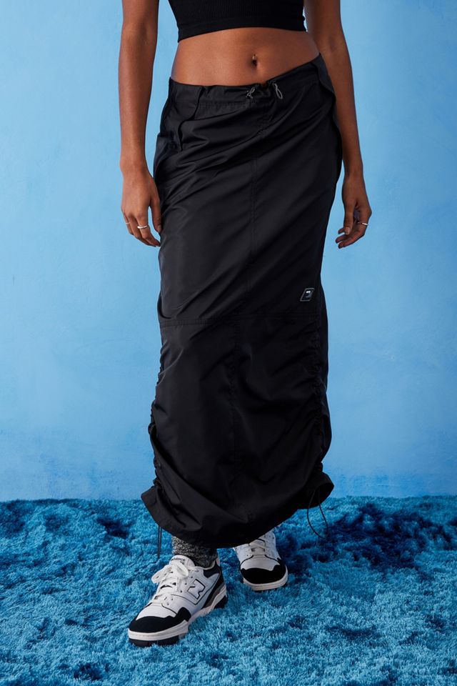 iets frans... Black Baggy Tech Maxi Skirt 
