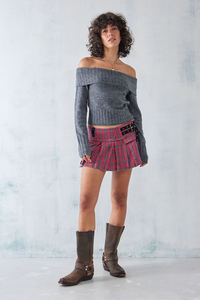 UO Washed Tartan Mini Buckle Kilt  #2