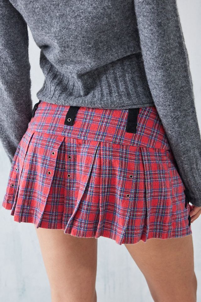 UO Washed Tartan Mini Buckle Kilt  #3